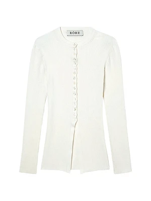 Elongated Rib-Knit Cardigan
