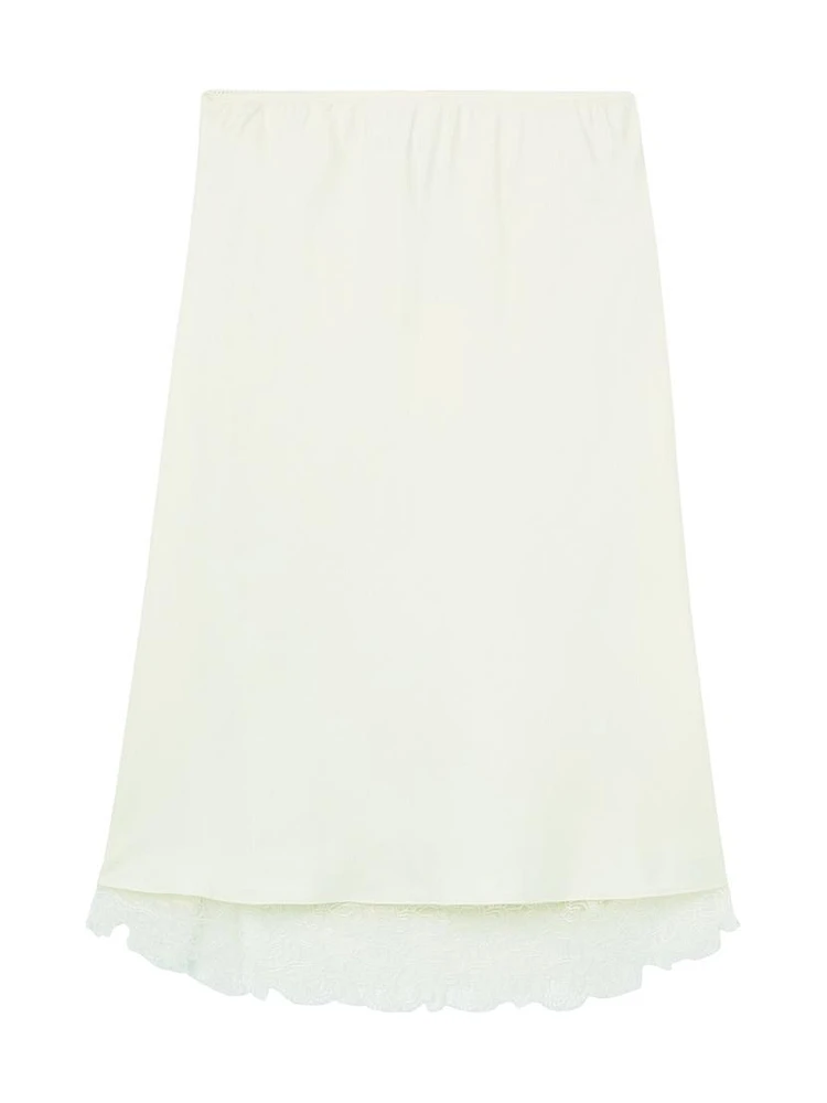 Lace-Trimmed Silk Skirt