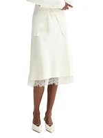 Lace-Trimmed Silk Skirt