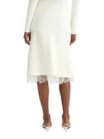 Lace-Trimmed Silk Skirt