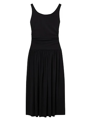 Off-Shoulder Light Scuba Maxi-Dress