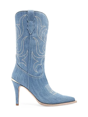 Cherie 95MM Denim Mid-Calf Boots