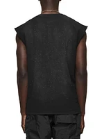 Textured Cotton Jersey Sleeveless T-Shirt