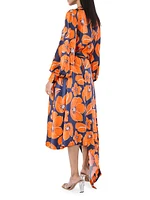 Cheery Blossom Silk Midi-Shirtdress
