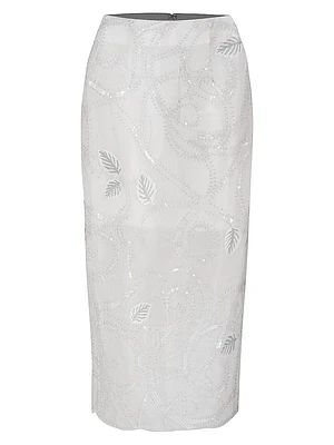Embroidered Silk Organza Midi-Skirt