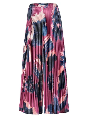 Abstract Print Pleated Trousers