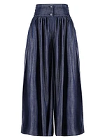 Contrast Stitch High-Rise Pleated Trousers