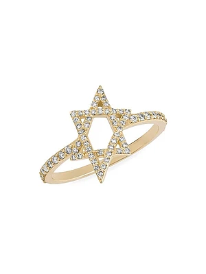 Star Of David 14K Yellow Gold & 0.27 TCW Diamond Ring