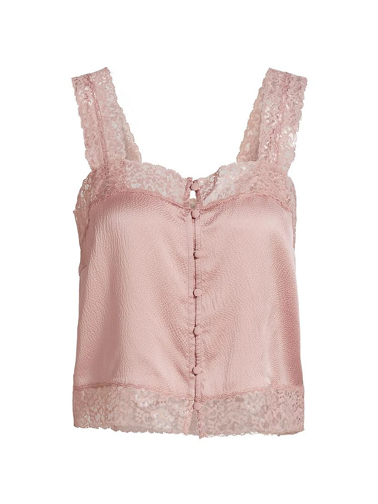 Tannis Silk-Lace Cropped Camisole Top