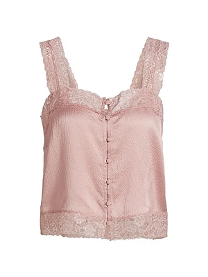 Tannis Silk-Lace Cropped Camisole Top