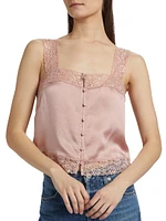Tannis Silk-Lace Cropped Camisole Top