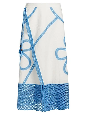 Kampos Embroidered Crochet Wrap Midi-Skirt