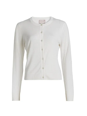 Silk-Blend Crewneck Cardigan