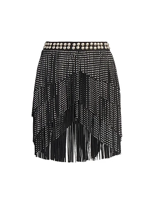 Carmelia Studded Fringe Miniskirt