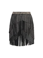 Carmelia Studded Fringe Miniskirt