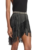 Carmelia Studded Fringe Miniskirt