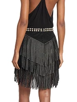 Carmelia Studded Fringe Miniskirt