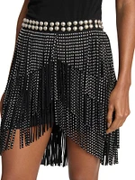Carmelia Studded Fringe Miniskirt