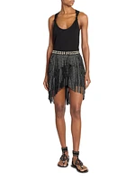 Carmelia Studded Fringe Miniskirt