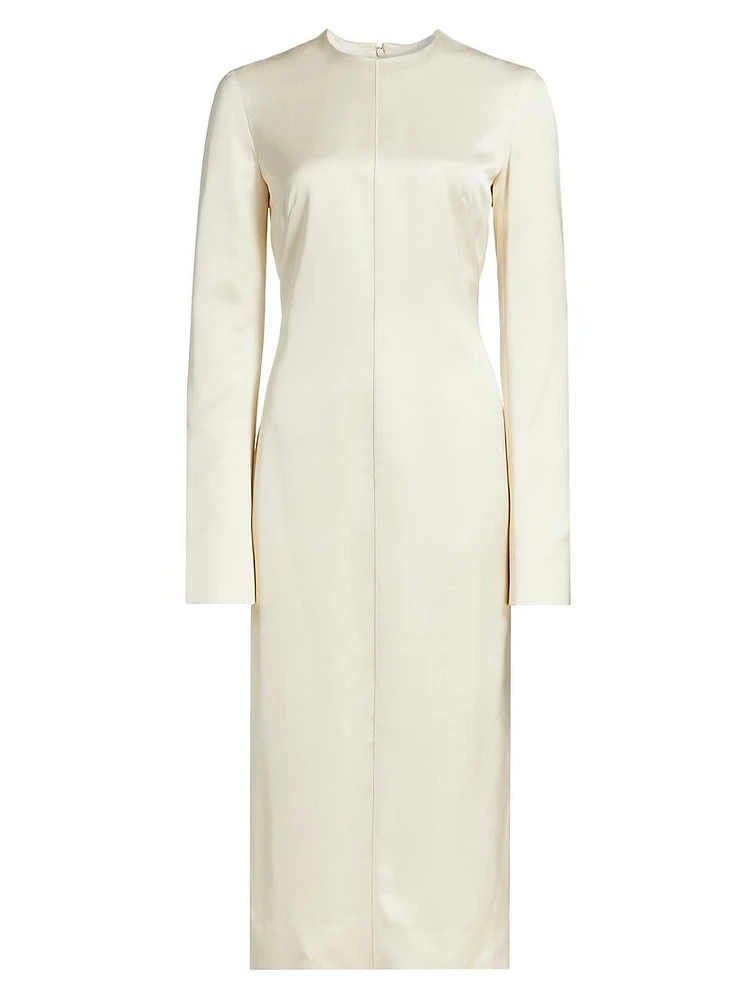 Satin Round Neck Midi-Dress