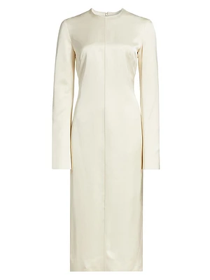 Satin Round Neck Midi-Dress