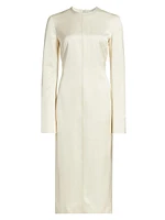 Satin Round Neck Midi-Dress