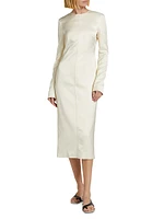 Satin Round Neck Midi-Dress