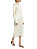 Satin Round Neck Midi-Dress