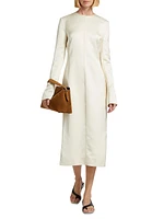 Satin Round Neck Midi-Dress