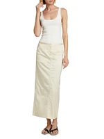 Cotton-Blend Mid-Rise Maxi Skirt