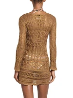 Pia Metallicized Lace-Knit Dress