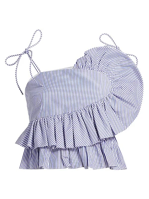 Claudette Striped Ruffled Crop Top