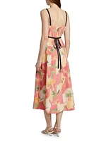 Tavia Abstract Floral A-Line Midi-Dress