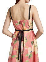 Tavia Abstract Floral A-Line Midi-Dress