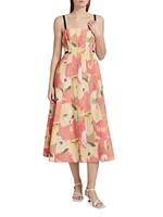 Tavia Abstract Floral A-Line Midi-Dress