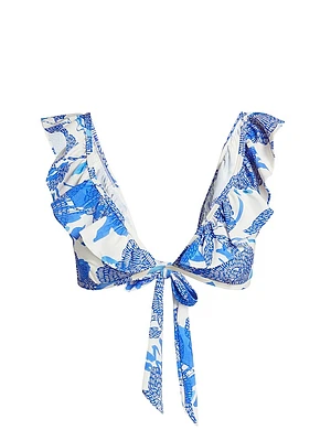 Floral Ruffled Bikini Top