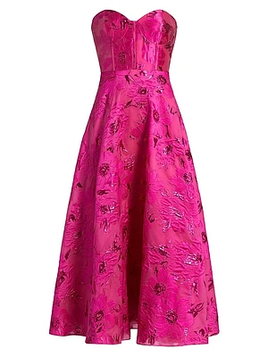 Keyla Jacquard Strapless Midi-Dress
