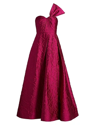 Jolie Jacquard One-Shoulder Gown
