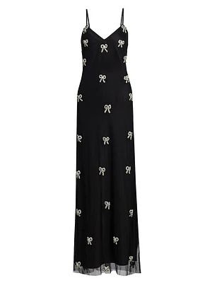 Leila Crystal Embroidered V-Neck Gown