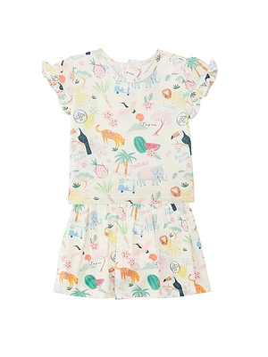 Little Girl's & 2-Piece Wanderlust Wildlife T-Shirt Skort Set