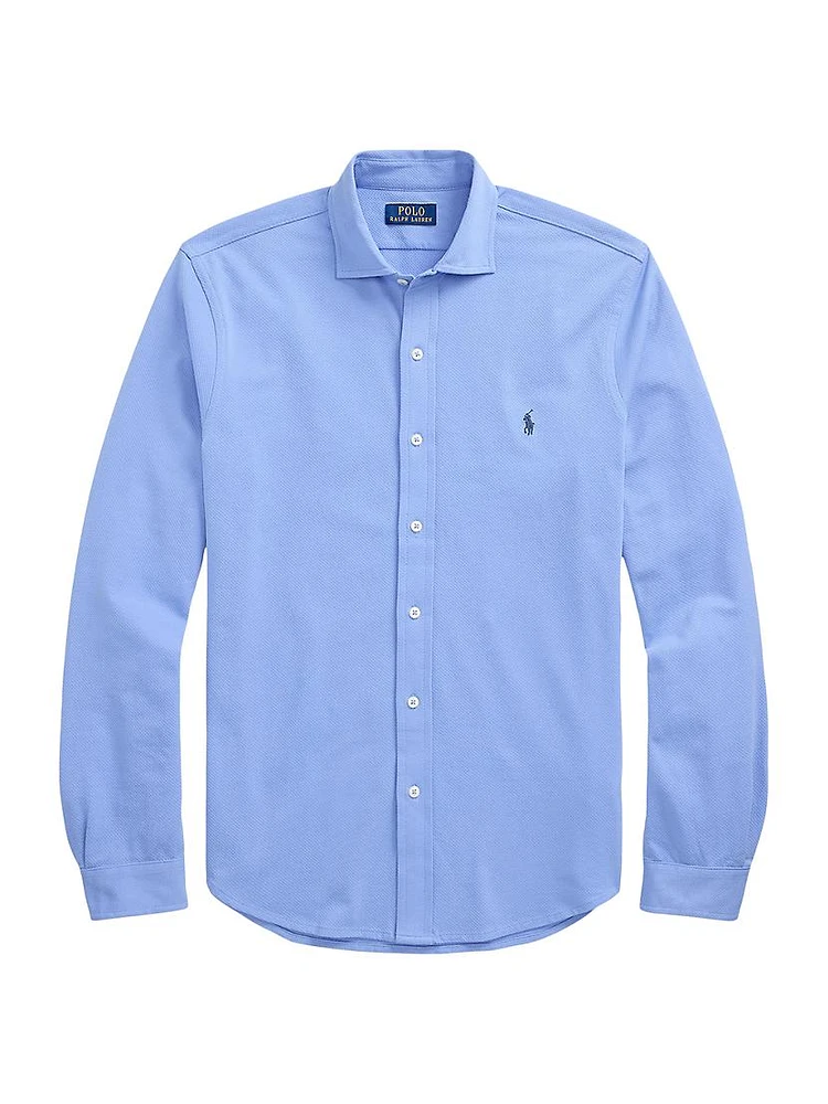 Honeycomb-Knit Cotton Shirt