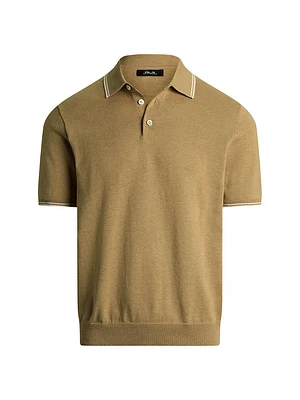 Performance Cotton-Blend Polo Sweater