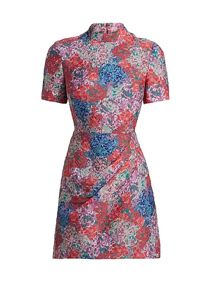 Draped Floral Minidress