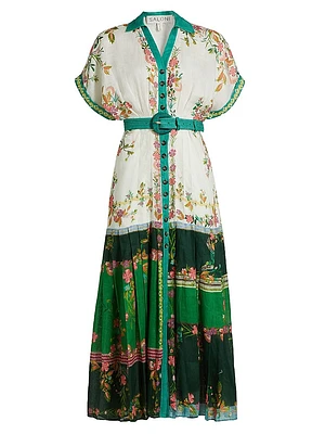 Riya-B Floral Linen Midi-Shirtdress