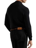 Cotton Honeycomb Stitch Knit Polo Sweater