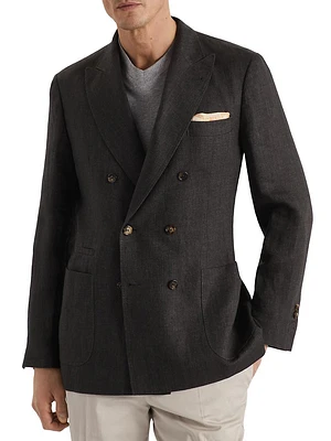 Linen Chevron One and a Half Breasted Blazer