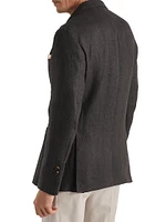 Linen Chevron One and a Half Breasted Blazer