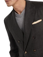 Linen Chevron One and a Half Breasted Blazer