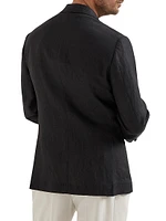 Délavé Linen Deconstructed Blazer with Metal Buttons