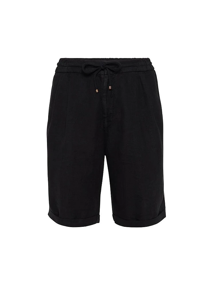 Garment Dyed Bermuda Shorts Linen Gabardine